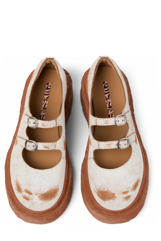 VAMONOS Babies en cuir craquelé blanc
