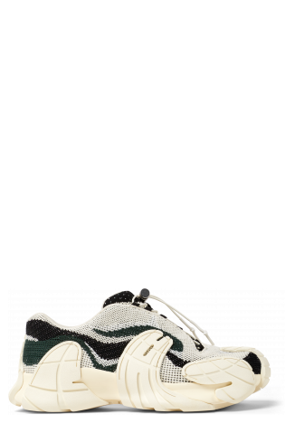 Side view of TORMENTA White-green textile sneakers