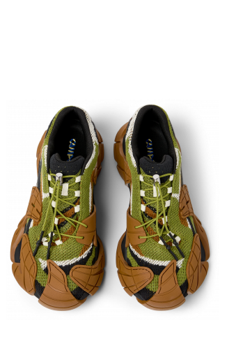 Overhead view of TORMENTA Brown-Green Textile Sneakers
