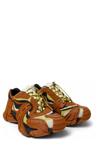 Front view of TORMENTA Brown-Green Textile Sneakers