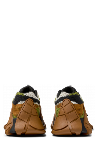 Back view of TORMENTA Brown-Green Textile Sneakers