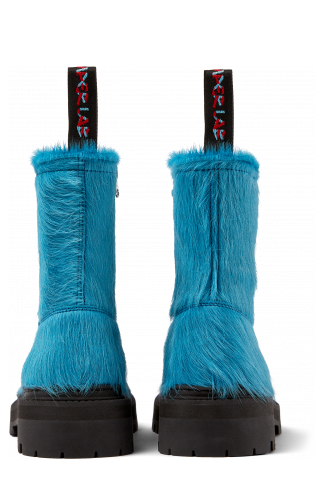 Back view of Eki Blue long calf hair boots