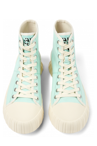 Overhead view of Roz Light green recycled cotton sneakers