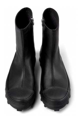 Overhead view of Traktori Black Leather Boots