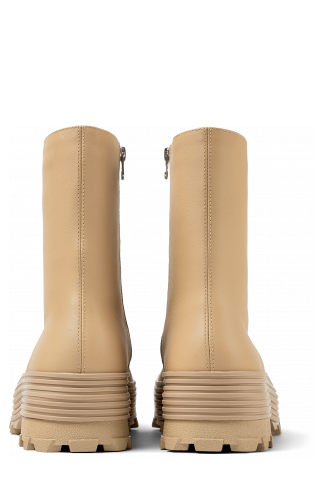 Back view of Traktori Beige leather boots