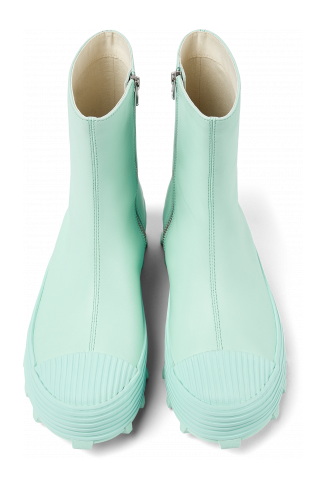 Overhead view of Traktori Light green leather boots