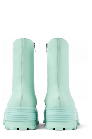 Back view of Traktori Light green leather boots