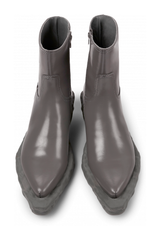 Overhead view of Venga Gray leather boots