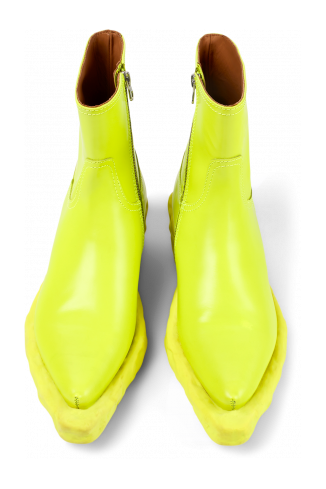 Overhead view of Venga Green Leather Zip Bootie