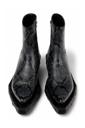 Overhead view of Venga Gray-Black Leather Zip Bootie
