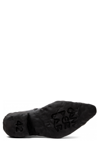 The soles of Venga Gray-Black Leather Zip Bootie