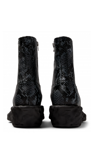 Back view of Venga Gray-Black Leather Zip Bootie