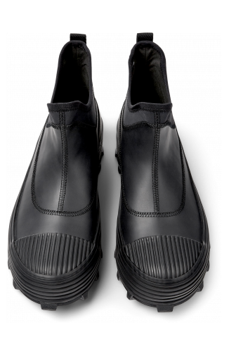 Overhead view of Traktori Black ankle boots