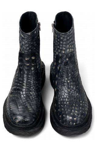 Overhead view of Vamonos Gray Leather Boots