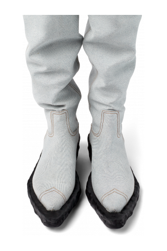 Overhead view of Venga Blue Textile Knee-high Cowboy Boot