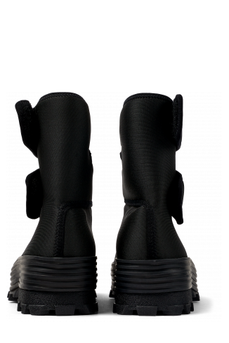 Back view of Traktori Black Textile Medium Boot
