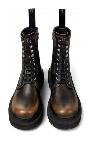 Overhead view of Eki Three-Toned Brushed Leather Boots