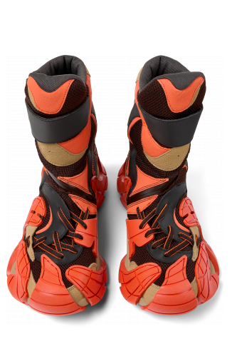 Overhead view of Tormenta Orange and Brown Textile Boots