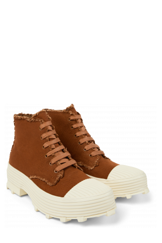 Front view of TRAKTORI Terracotta TENCEL™ Boots