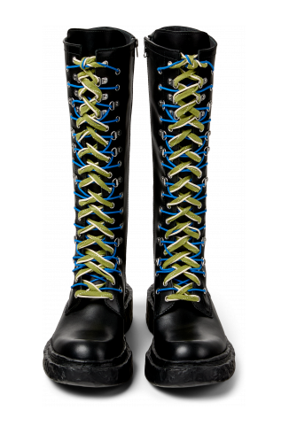 Overhead view of VAMONOS Black Leather High Boots