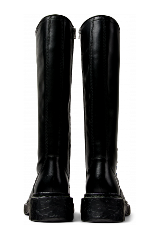 Back view of VAMONOS Black Leather High Boots