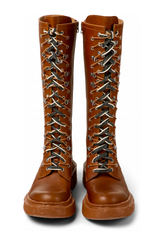 Overhead view of VAMONOS Brown Leather High Boots