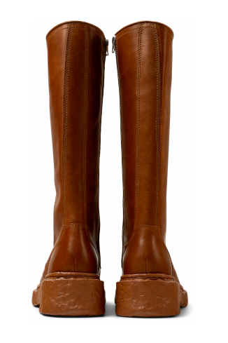 Back view of VAMONOS Brown Leather High Boots