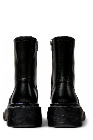 Back view of VAMONOS Black Leather Medium Boots