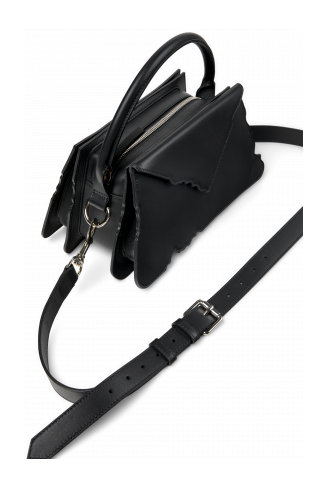HANURI Black leather accordion shoulder bag