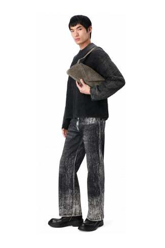KIRJE Sac à main en cuir velours gris