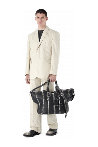 LAUKKU Bossa cabàs de pell en negre i gris clar