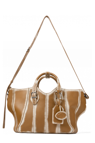 LAUKKU Bossa tipus tote de pell beix i crema