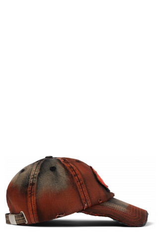 DISTORTED WASHED SPRAYED CAP POMARAŃCZOWY Z EFEKTEM SPRANIA I SPRYSKANIA