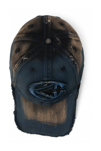 DISTORTED WASHED SPRAYED CAP NIEBIESKI