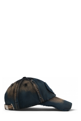 DISTORTED WASHED SPRAYED CAP NIEBIESKI