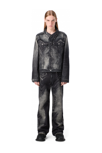 DISTORTED PRINT DENIM JACKET Black-gray Denim Jacket