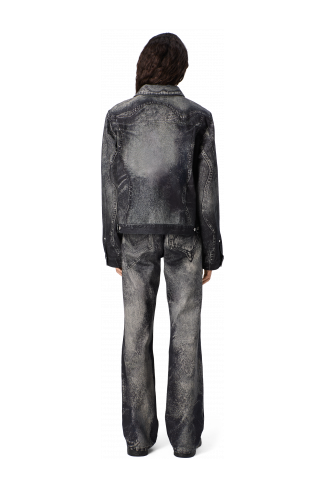 DISTORTED PRINT DENIM JACKET Black-gray Denim Jacket