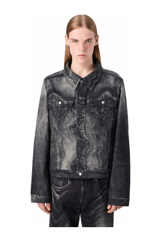 DISTORTED PRINT DENIM JACKET Black-gray Denim Jacket