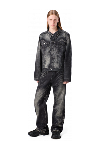 DISTORTED PRINT DENIM JACKET Black-gray Denim Jacket