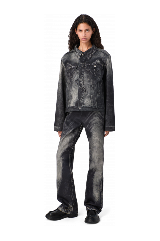 DISTORTED PRINT DENIM JACKET Black-gray Denim Jacket