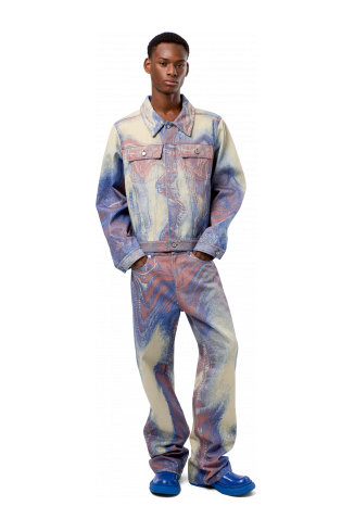 Denim Jacket  Blue-Beige-Red Denim Jacket