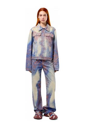 Denim Jacket  Blauw-beige-rode denim jack
