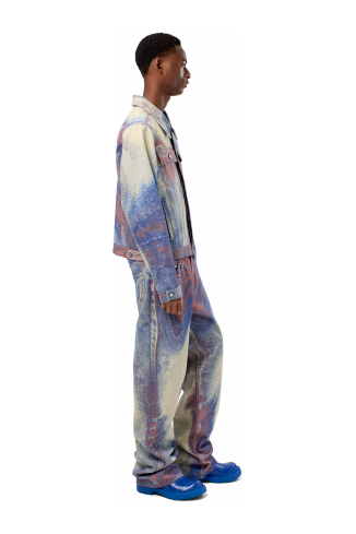 Denim Jacket  Blue-Beige-Red Denim Jacket