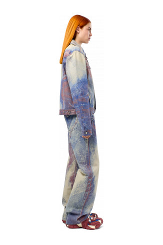 Denim Jacket  Blauw-beige-rode denim jack