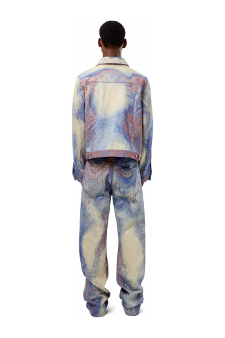 Denim Jacket  Blue-Beige-Red Denim Jacket