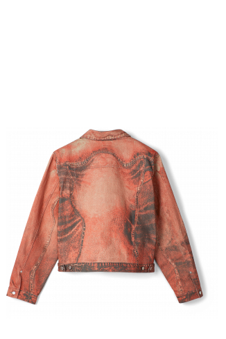 Back view of Denim Jacket Burnt Orange Denim Jacket