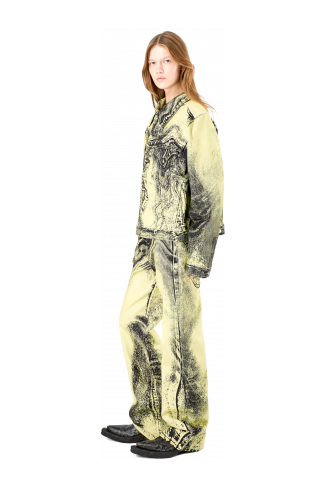 Denim Jacket  Denim jack met geel-zwarte distorted print