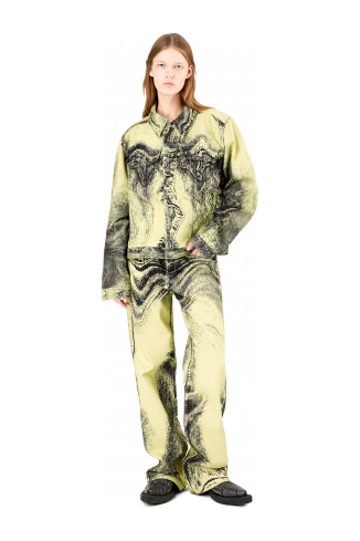 Denim Jacket  Denim jack met geel-zwarte distorted print