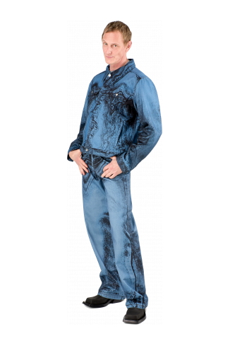 Denim Jacket  Dark Blue-Black Distorted Print Denim Jacket