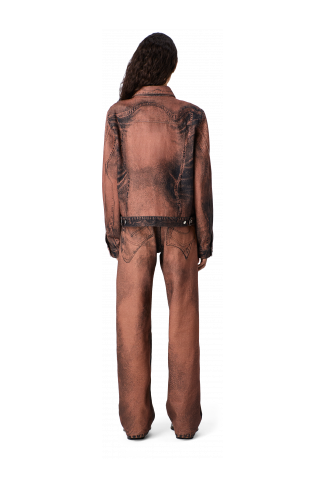 DISTORTED PRINT DENIM JACKET Brown-black Denim Jacket